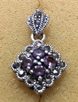 Sterling Silver Marcasite Pendant With Synthetic Amethyst
