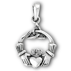 Sterling Silver Celtic Claddagh And Triquetra Pendant