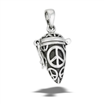 Sterling Silver Latching Conical Container With Peace SIGNs