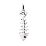 Sterling Silver 3 Dimensional Fish Bone Pendant With Jump Ring