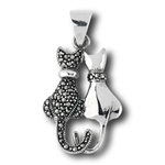 Sterling Silver Marcasite Cat PENDANT