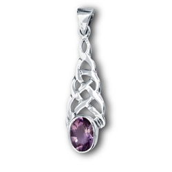 Sterling Silver Celtic Weave Pendant With Synthetic Amethyst