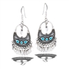 Sterling Silver Bali Style Dangling Earring With Synthetic Turquoise