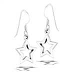 Sterling Silver High Polish Dangle Star EARRINGS