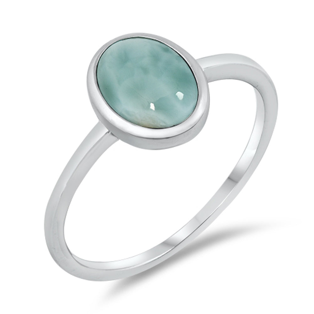Simple Classic Promise Larimar Ring .925 Sterling Silver Band Sizes 4-10