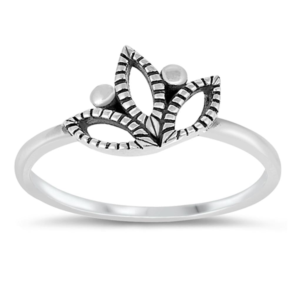 Oxidized Filigree Lotus Flower Ring New 925 Sterling Silver Cute Band Sizes 4-10