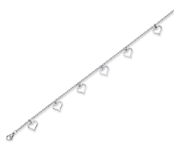 Stainless Steel Anklet With Hearts