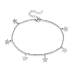Stainless Steel Anklet With Pentagrams