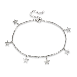 Stainless Steel Anklet With Pentagrams
