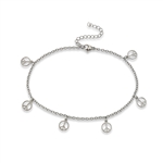 Stainless Steel Anklet With Peace Signs