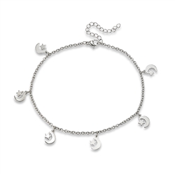 Stainless Steel Anklet With Star And Moons