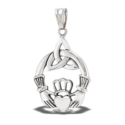Stainless Steel Claddagh With Triquetra Pendant