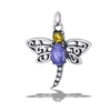 Stainless Steel Dragonfly Pendant With Amethyst And Citrine CZ