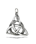 Stainless Steel Celtic Knot Pendant With Interwoven Serpents