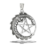 Stainless Steel Dragon Protecting Pentagram Pendant