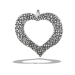 Stainless Steel Etched And Oxidized Heart Pendant