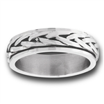 Stainless Steel Comfort Fit Spinning Braids Ring