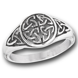 Stainless Steel Celtic Weave With Triquetras Ring