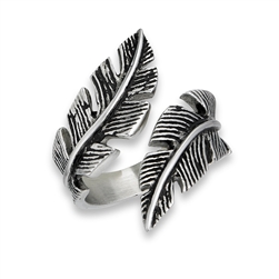 Stainless Steel Double Feather Ring