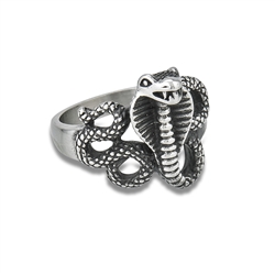 Stainless Steel Coiled Cobra Ready To Strike Ring