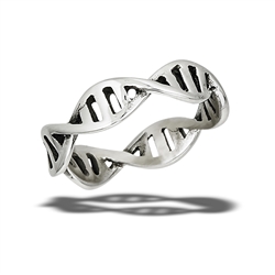 Stainless Steel DNA Double Helix Spiral Ring