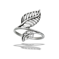Stainless Steel Two Leaves Ring