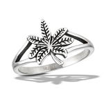 Stainless Steel Marijuana Leaf Ring With Double Shank