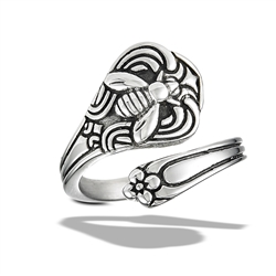 Stainless Steel Oxidized Bumble Bee Spoon Ring