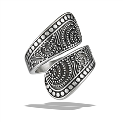 Stainless Steel Bali Style Swirled Granulation Spoon Ring