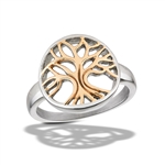 Stainless Steel Tree Of Life Ring With Rose Gold IP