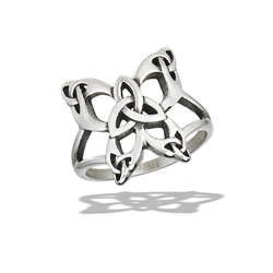 Stainless Steel Celtic Butterfly Ring With Multiple Triquetras