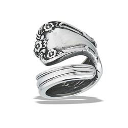 Stainless Steel Spoon Ring With Flower Embellishment