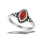 Stainless Steel Braided Marquise Ring With Garnet CZ