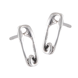 Sterling Silver Safety Pin Stud Earring