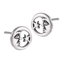 Sterling Silver Moon and Star Stud Earring