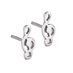 Sterling Silver Clef Note Stud Earring