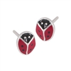 Sterling Silver Ladybug Earring with Red and Black Enamel
