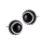 Sterling Silver Stud Earring with Synthetic Black Onyx