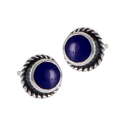 Sterling Silver Stud Earring with Synthetic Lapis