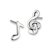 Sterling Silver Clef And Music Note Stud Earring