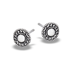 Sterling Silver Bali Style Granulated Stud Earring