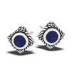 Sterling Silver Bali Style Stud Earring With Synthetic Sodalite