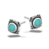 Sterling Silver Bali Style Stud Earring With Synthetic Turquoise