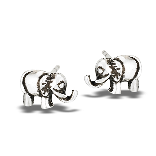Sterling Silver Small 11x11mm Elephant Head Stud Studs Posts Earrings 