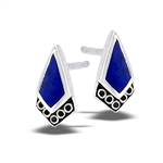 Sterling Silver Filigree Stud Earring With Synthetic Lapis