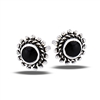 Sterling Silver Bali Style Granulation Stud Earring With Synthetic Black Onyx
