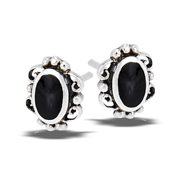 Sterling Silver Lace Stud Earring With Synthetic Black Onyx