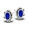 Sterling Silver Lace Stud Earring With Synthetic Lapis