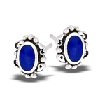 Sterling Silver Lace Stud Earring With Synthetic Lapis