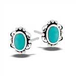 Sterling Silver Lace Stud Earring With Synthetic Turquoise